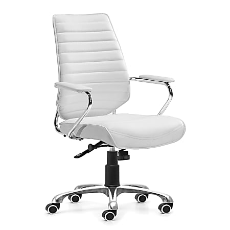 ZUO® Modern Enterprise Mid-Back Chair, White/Chrome