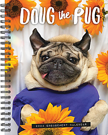 2024 Willow Creek Press Weekly Engagement Planner, 6-1/2" x 8-1/2", Doug the Pug, January To December