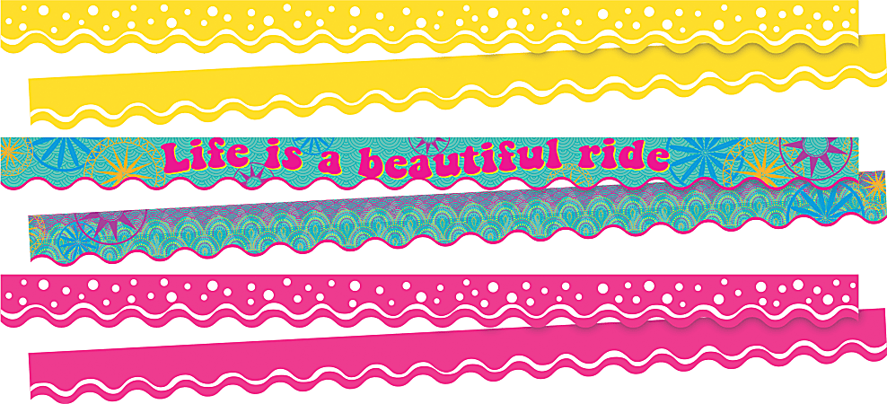 Barker Creek Double-Sided Scalloped Borders, 2-1/4" x 36", Life Is Beautiful, 13 Strips Per Pack, Set Of 3 Packs