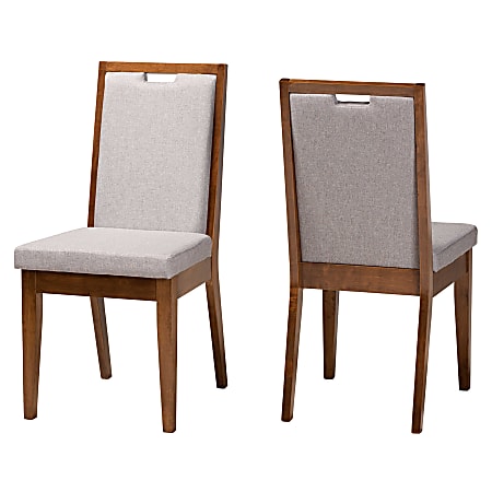 Baxton Studio Octavia Dining Chairs, Gray/Walnut Brown, Set Of 2 Chairs