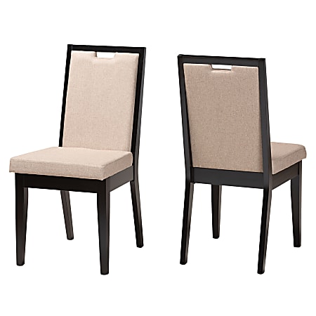 Baxton Studio Octavia Dining Chairs, Sand/Dark Brown, Set