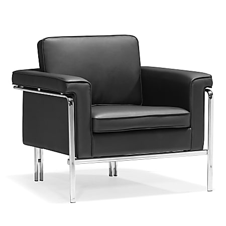 ZUO Modern Singular Chair, Armchair, 31"H x 34"W x 32"D, Black/Chrome