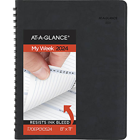 2024 AT-A-GLANCE® The Action Planner Weekly Appointment Book Planner, 8" x 11", Black, January To December 2024, 70EP0105