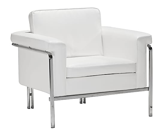 ZUO Modern Singular Chair, Armchair, 31"H x 34"W x 32"D, White/Chrome