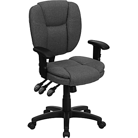 Flash Furniture Fabric Mid-Back Multifunction Ergonomic Swivel Task Chair With Adjustable Arms, Gray/Black
