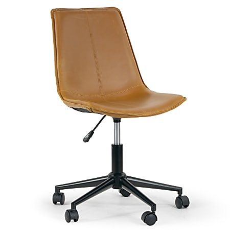 Glamour Home Amery Ergonomic Faux Leather Mid-Back Adjustable Height Swivel Office Task Chair, Brown