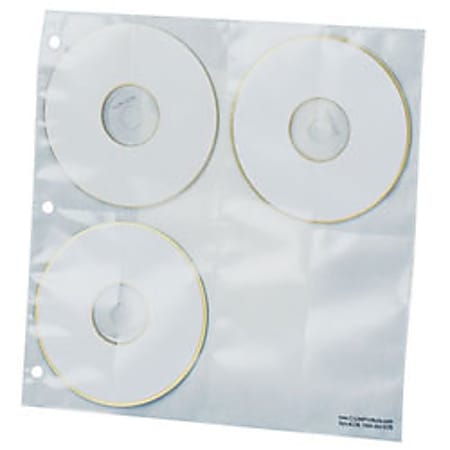 C-Line Deluxe CD Ring Binder Storage - 8 CD/DVD Capacity - 3 x Holes - Polypropylene - 5 / Pack - Clear