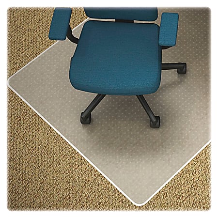 Lorell® Rolled Low Pile Studded Chair Mat, 45" x 53", Wide Lip