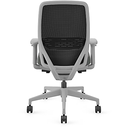 HON Nucleus Task Chair KD Black Fabric Seat Black Back Titanium Frame Armrest 1 Each