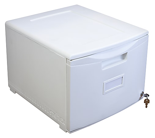 Storex Plastic 14-3/4"W x 18-1/4"D Lateral 1-Drawer File Cabinet, White