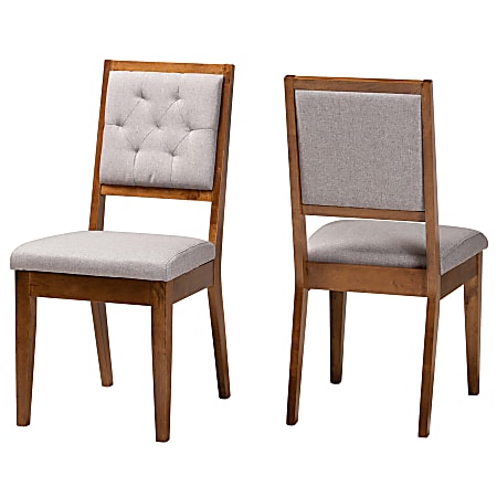 Baxton Studio Gideon Dining Chairs, Gray/Walnut Brown, Set Of 2 Chairs