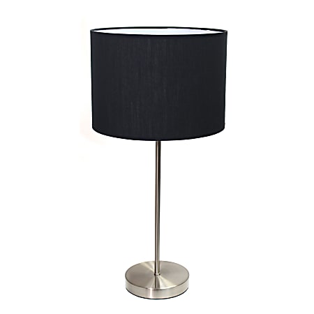 Simple Designs Stick Lamp, 22-3/8"H, Black Shade/Brushed Nickel Base