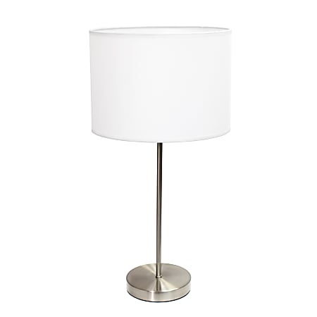 Simple Designs Stick Lamp with Fabric Shade, 22.4"H, White/Brushed Nickel