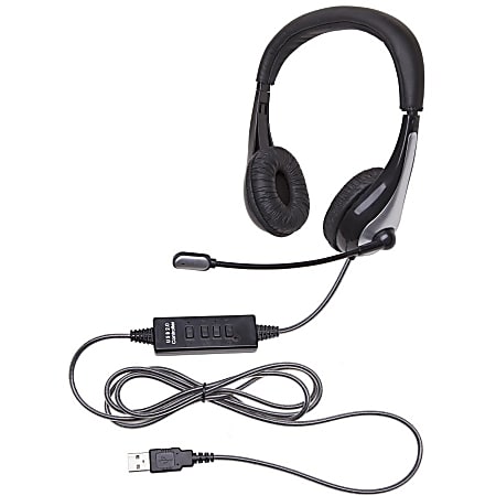 Califone 1025MUSB NeoTech USB Headset, Mic with CaliTuff Braided Cord - Stereo - USB - Wired - 25 Ohm - 20 Hz - 20 kHz - Over-the-head - Binaural - Circumaural - 6 ft Cable - Noise Reduction, Electret, Condenser, Uni-directional Microphone - Black