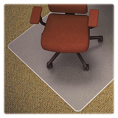 Lorell® Rolled Low-Medium Pile Studded Chair Mat, 45" x 53", Wide Lip