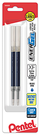 Pentel® EnerGel Liquid Gel Pen Refills, Extra-Fine Point, 0.3 mm, Blue Ink, Pack Of 2 Refills