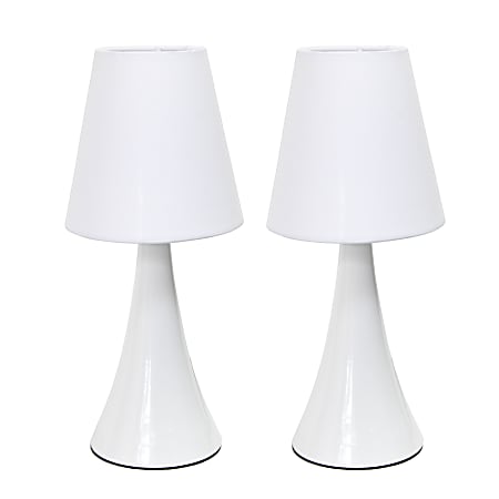 Simple Designs Valencia Colors Mini Touch Table Lamps, 11-7/16"H, White Shade/White Base, Set Of 2 Lamps
