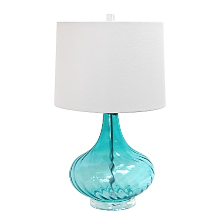 Elegant Designs Glass Table Lamp, 24"H, White Shade/Light Blue Base