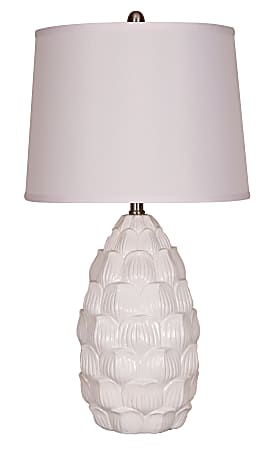 Elegant Designs Resin Table Lamp with Fabric Shade, 28"H, White 