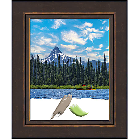 Amanti Art Lara Bronze Wood Picture Frame, 15" x 18", Matted For 11" x 14"
