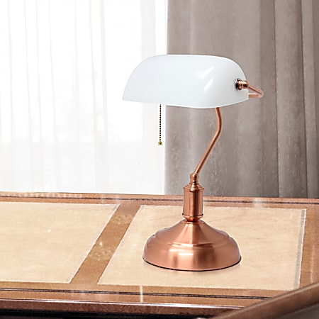 Simple Designs Executive Bankers Desk Lamp 14 34 H White ShadeRose