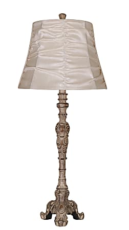 Elegant Designs Antique Style Buffet Table Lamp with Cream Ruched Shade, 31"H, Cream
