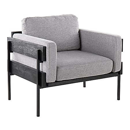 LumiSource Kari Farmhouse Fabric Accent Chair, Light Gray/Black