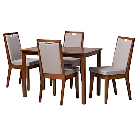 Baxton Studio Rosa 5-Piece Dining Set, Gray/Walnut Brown