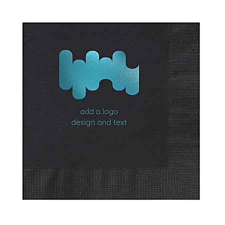 Custom Printed Personalized 1-Color Foil-Stamped Cocktail/Beverage Napkins, 4-3/4" x 4-3/4", Black, Box Of 100 Napkins