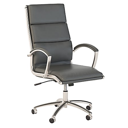 Bush Business Furniture Modelo Bonded Leather High-Back Office Chair, Dark Gray, Standard Delivery