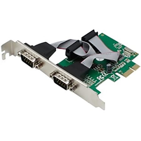 AddOn Dual Open RS-232 Port Serial PCIe x1 Host Bus Adapter with 16950 UART - 100% compatible and guaranteed to work