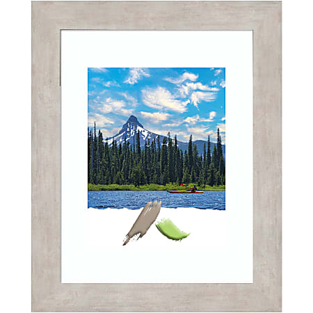 Amanti Art Rectangular Wood Picture Frame, 14” x 17” With Mat, Marred Silver