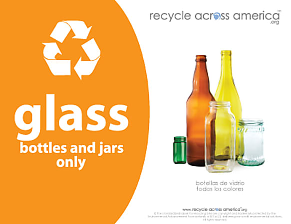 Recycle Across America Glass Standardized Recycling Label,