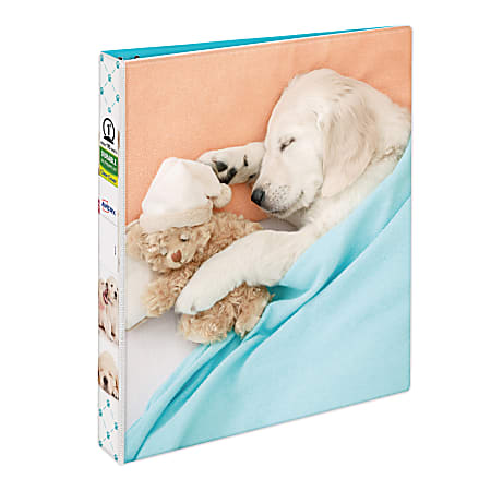 Avery® Fashion 3-Ring Binder, 1" Round Rings, Lab Pup
