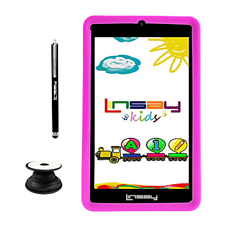 Linsay F7 Tablet, 7" Screen, 2GB Memory, 64GB Storage, Android 13, Kids Pink