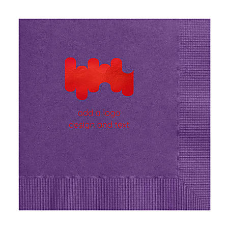 Custom Printed Personalized 1-Color Foil-Stamped Cocktail/Beverage Napkins, 4-3/4" x 4-3/4", Purple, Box Of 100 Napkins