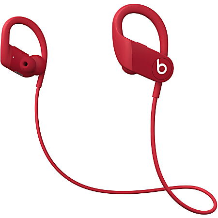 Beats by Dr. Dre Powerbeats High Performance Wireless Earphones Red Stereo Wireless Bluetooth Earbud Behind the neck Over the ear Binaural In ear Red Office Depot