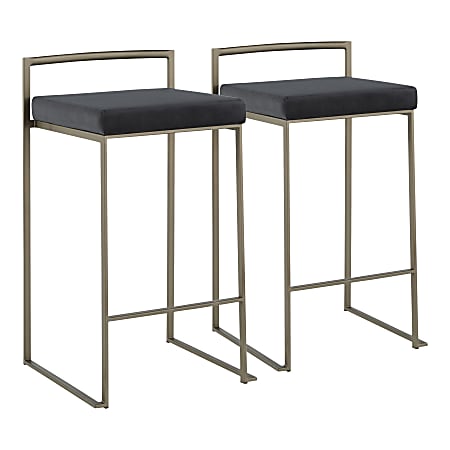 LumiSource Fuji Stackable Counter Stools, Antique Bronze/Black, Set Of 2 Stools