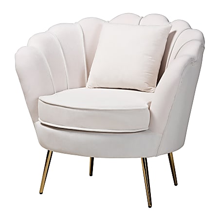 Baxton Studio Garson Accent Chair, Beige/Gold