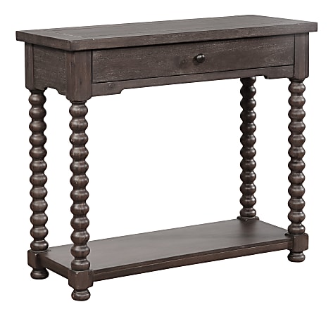 Linon Home Décor Products Masey Spindle Console Table, 40"H x 36"W x 15"D, Washed Brown