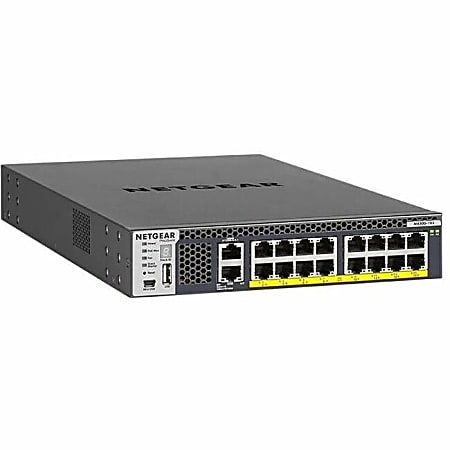Netgear XSM4316PB Ethernet Switch - 16 Ports - Manageable - 3 Layer Supported - 610 W Power Consumption - 500 W PoE Budget - Twisted Pair - PoE Ports - 1U High - Rack-mountable - Lifetime Limited Warranty