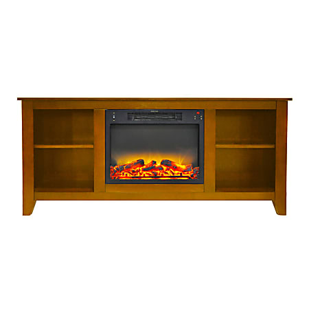Cambridge® Santa Monica Electric Fireplace With Enhanced Log Display, Teak