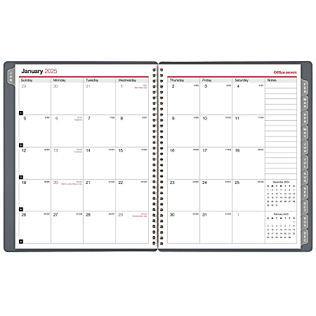 2025 Office Depot WeeklyMonthly Planner 8 12 x 11 Silver January To