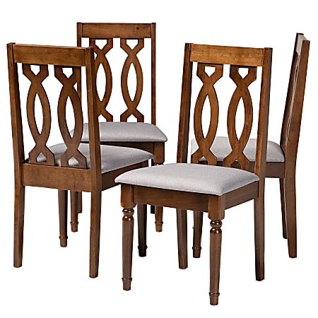 Baxton Studio Cherese Dining Chairs, Gray/Walnut, Set Of 4 Chairs