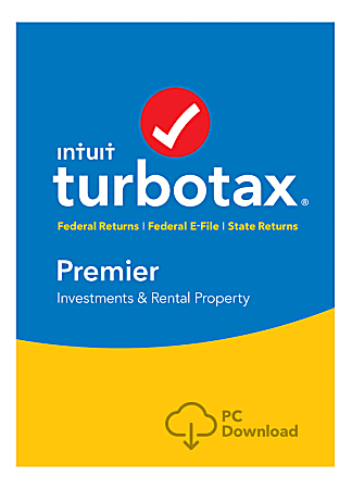 Intuit® TurboTax® Premier Federal + E-File + State 2018 Tax Software, For PC, Download