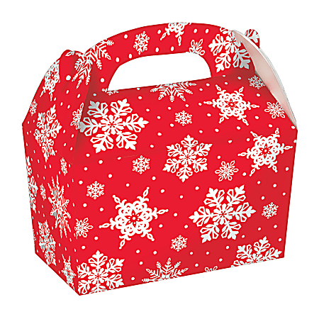 Amscan Christmas Snowflake Gable Boxes, 3-3/4" x 6" x 6-1/4", Red, 5 Boxes Per Pack, Case Of 4 Packs