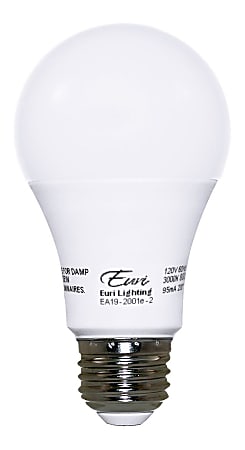 Euri A19 Standard Dimmable LED Bulbs, 9.5 Watts, 3000 Kelvin/Warm White, 800 Lumens, Pack Of 10 Light Bulbs