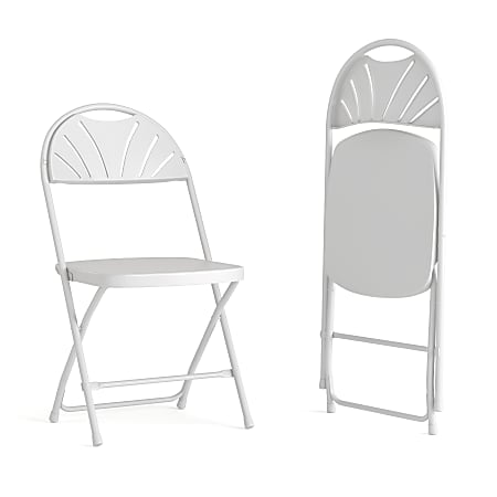 Flash Furniture HERCULES Series 650-lb Capacity Plastic Fan Back Folding Chairs, White, Set Of 2 Chairs