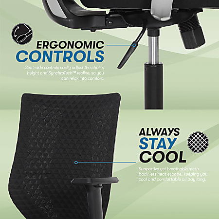 Serta SitTrue Riverdale Ergonomic MeshFabric High Back Task Chair