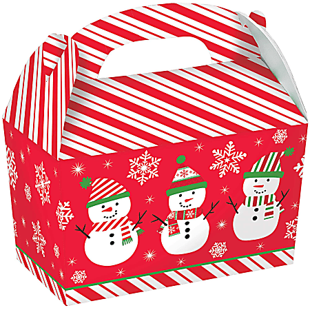 Amscan Christmas Large Gable Boxes, 7"H x 6"W x 3-3/4"D, Snowman, Pack Of 20 Boxes